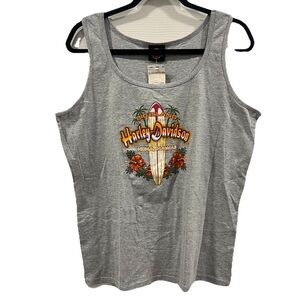 Harley Davidson Women’s Tank Top Size Large Grey NWT Kona Hawaii Big Island Surf